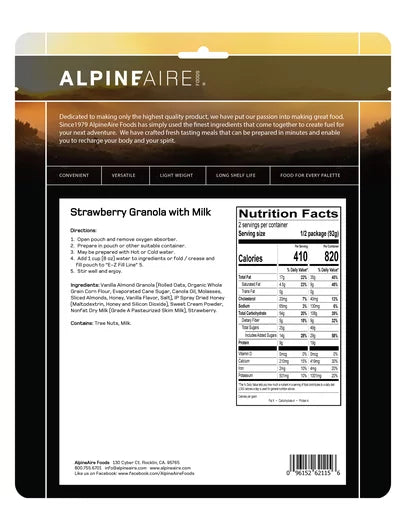 AlpineAire Strawberry Granola with Milk – Cook in the Pouch