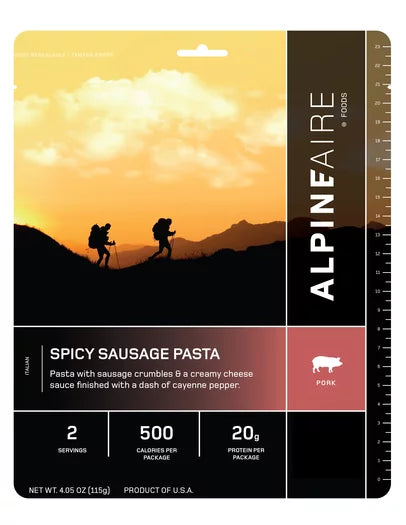 Alpineaire Spicy Sausage Pasta – Cook in the Pouch