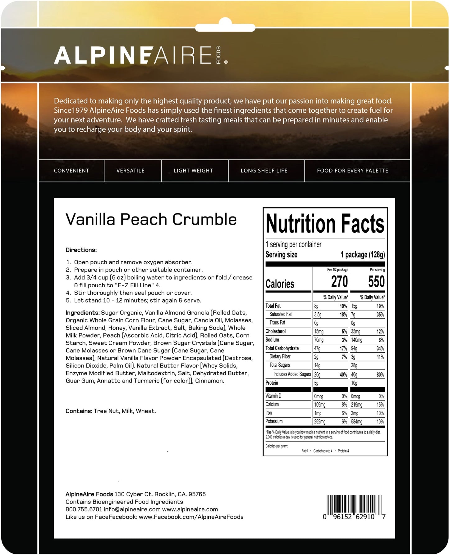 AlpineAire Vanilla Peach Crumble – Cook in the Pouch