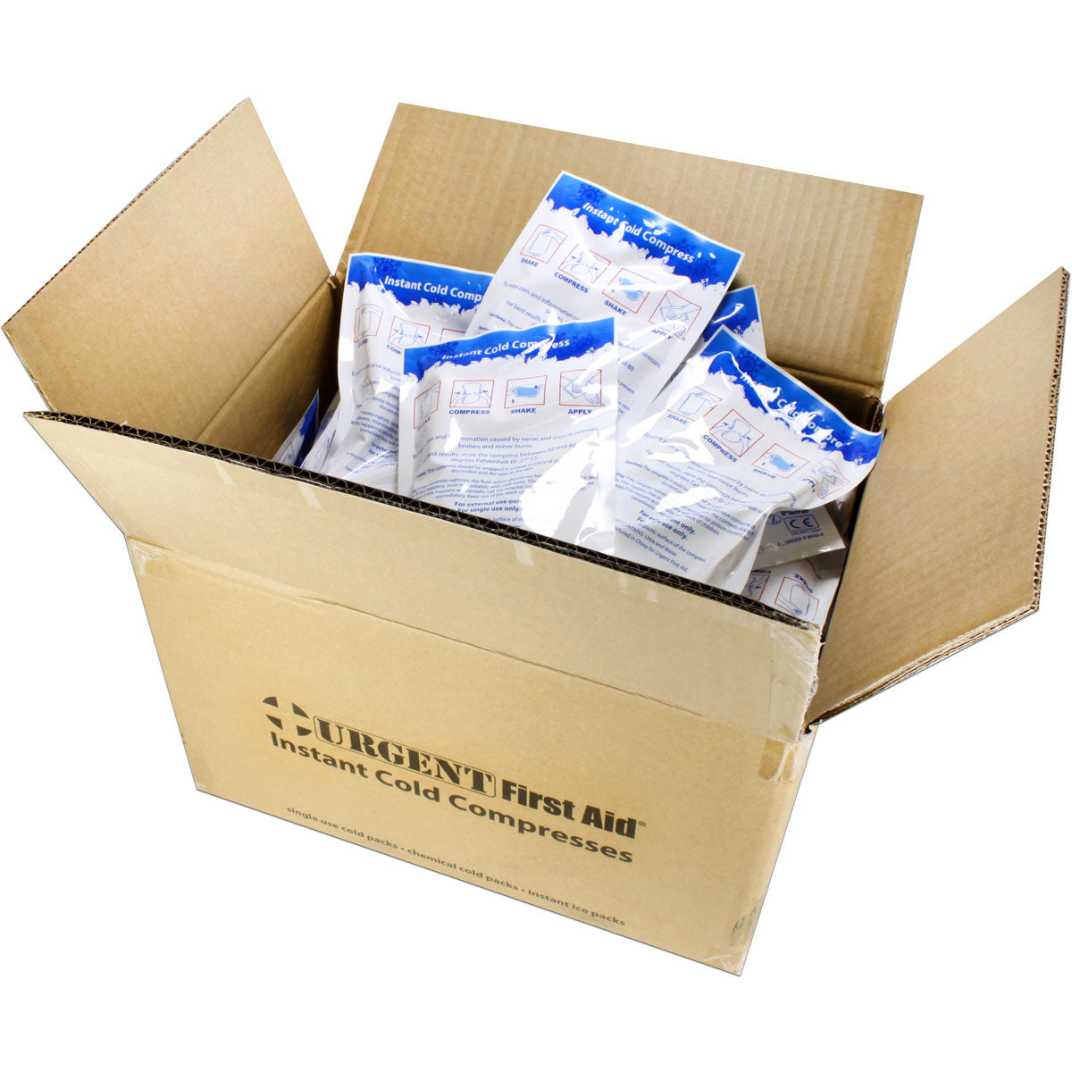 Urgent First Aid Instant Cold Compress, 6 x 9 in (Case of 50) — ANSI Z308.1-2015 Compliant, No Pre-Chilling, Disposable Ice Packs