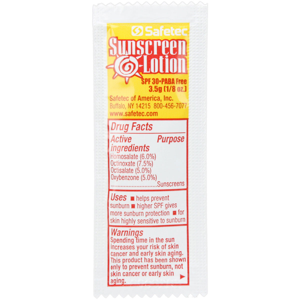 100- Sunscreen, 3.5 g. (.123 oz.) Pouch